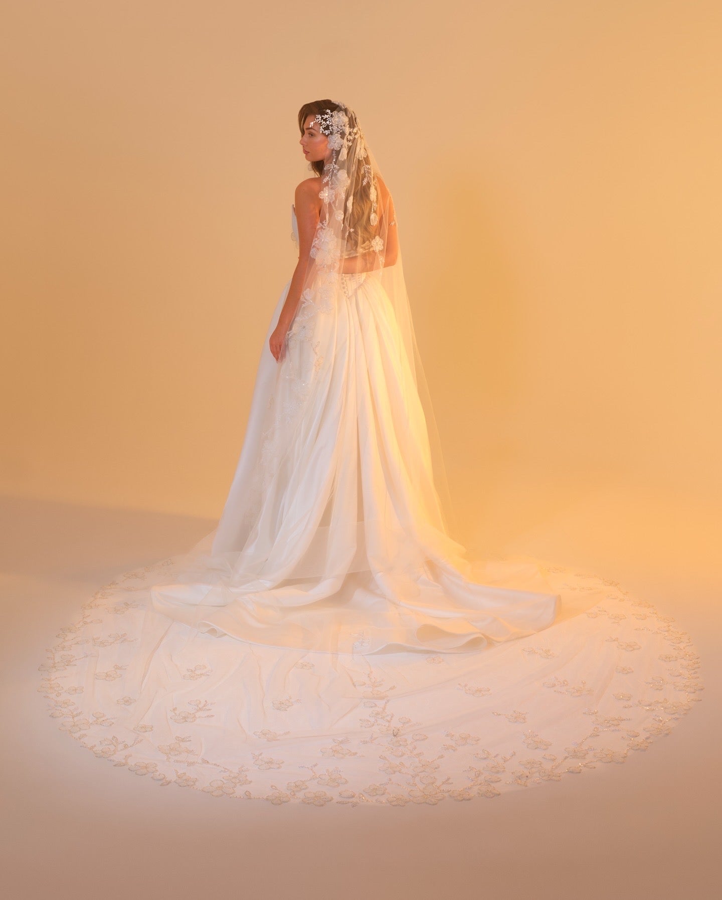 Saint Veil – Floral Embroidered Cathedral Veil – Christie Lauren