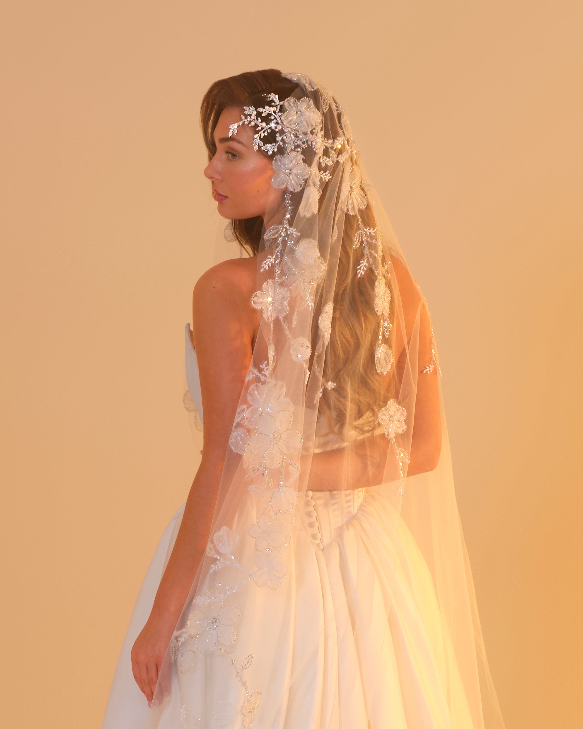 Saint Veil – Floral Embroidered Cathedral Veil – Christie Lauren