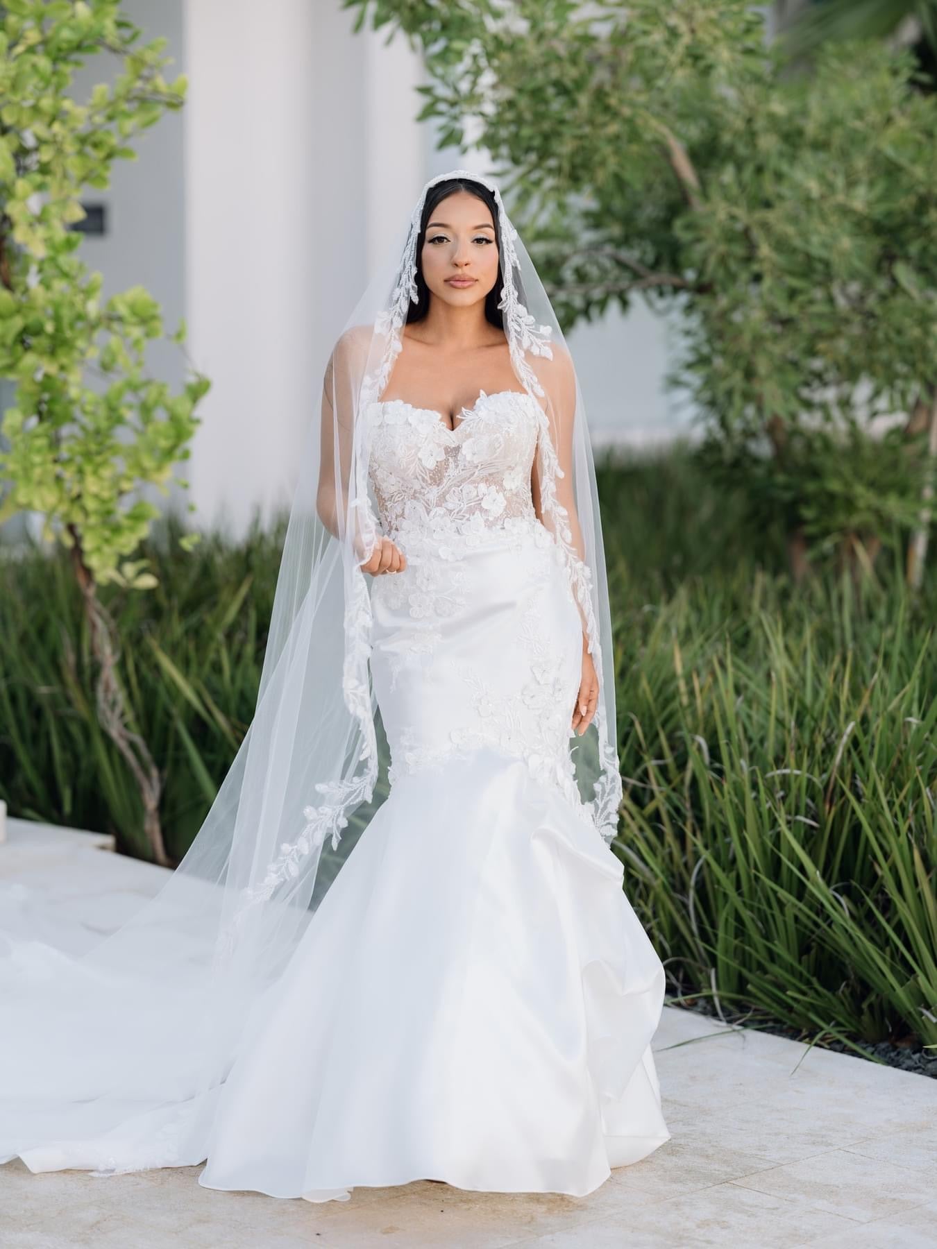 Sparrow Cathedral beaded Lace Trim Veil (144”) | Christie Lauren