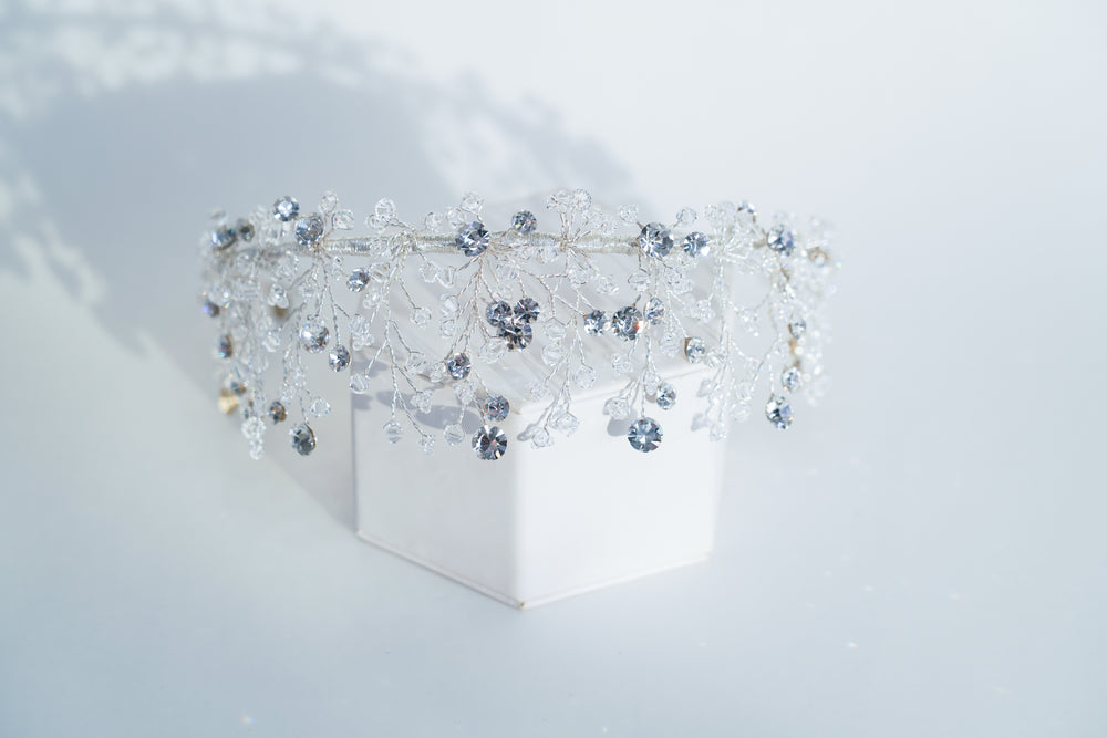 half renni clear crystal bridal headpiece by christie lauren